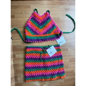 Beach Riot Carmen outfit Top/Alita Skirt, Technicolor Rays, size 9/10